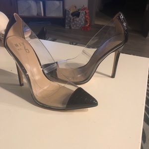 Mix No. 6 Black Leather/Clear Heels
